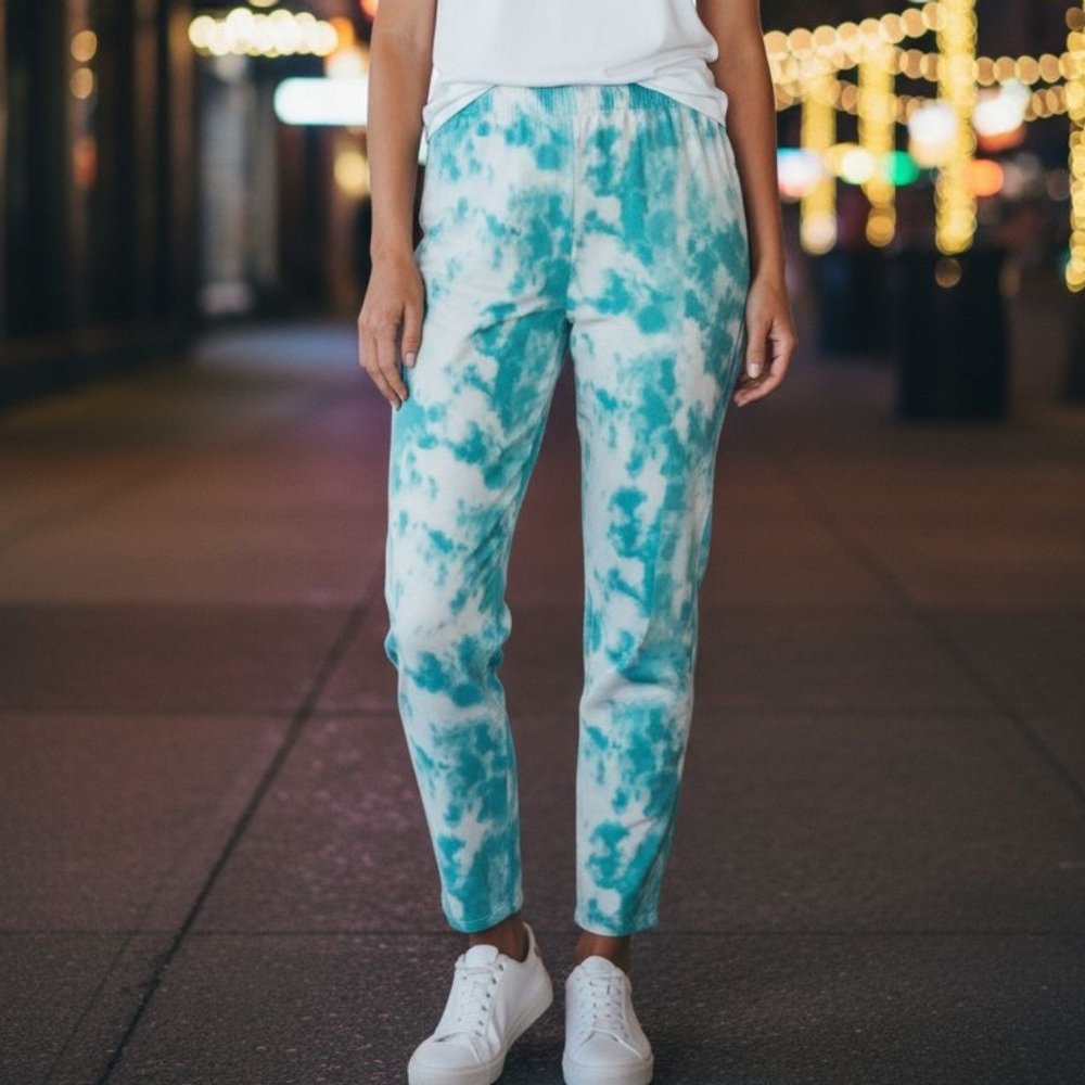 Melissa Paige -NWT, Women Size PS, Tie dye Palazzo Wide Leg Boho Turquoise Pants